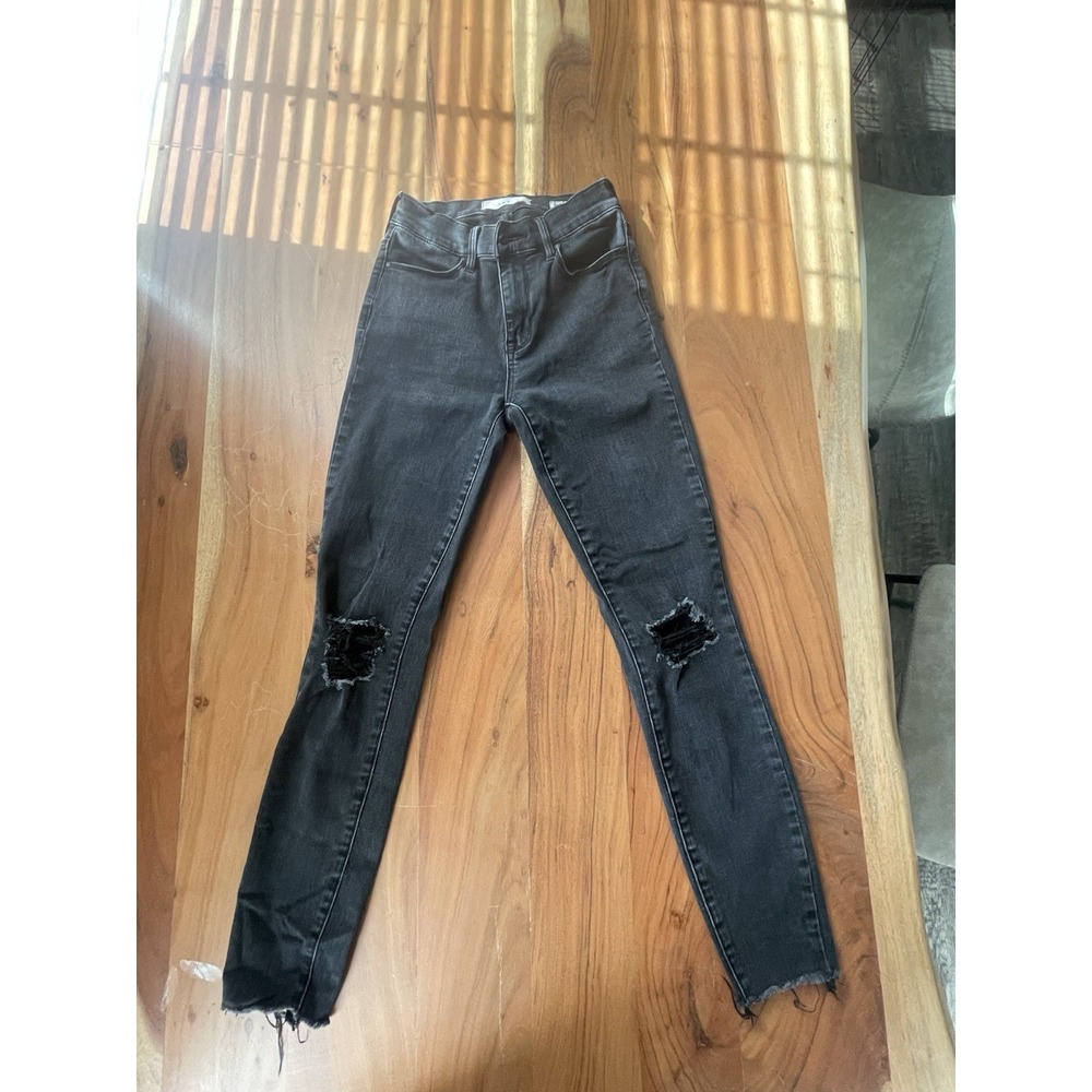 PacSun Womens High Rise Ankle Jegging Faded Black Distressed Jeans Size 24